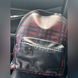 Coach Black and Red Plaid Men's Backpack